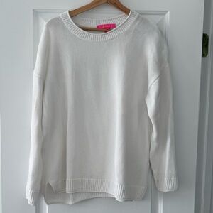 Lilly Pulitzer Bayport Crewneck Women’s XL Resort White Sweater EUC
